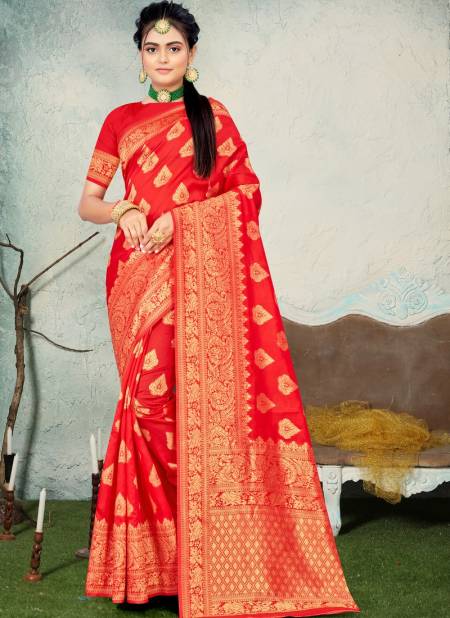 Red Colour Santraj New Heavy Exclusive Wear Designer Fancy Banarasi Silk Saree Collection 1023